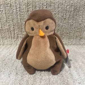 Ty Beanie Baby Hoot style 4073. Brown & tan owl. No flaws.